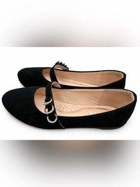 Girls‎ Link Black Faux Suede Mary Jane Dress Shoes Size 13